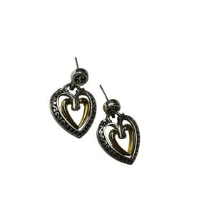 Brighton  Silver and Gold tone Heart Earrings no backs